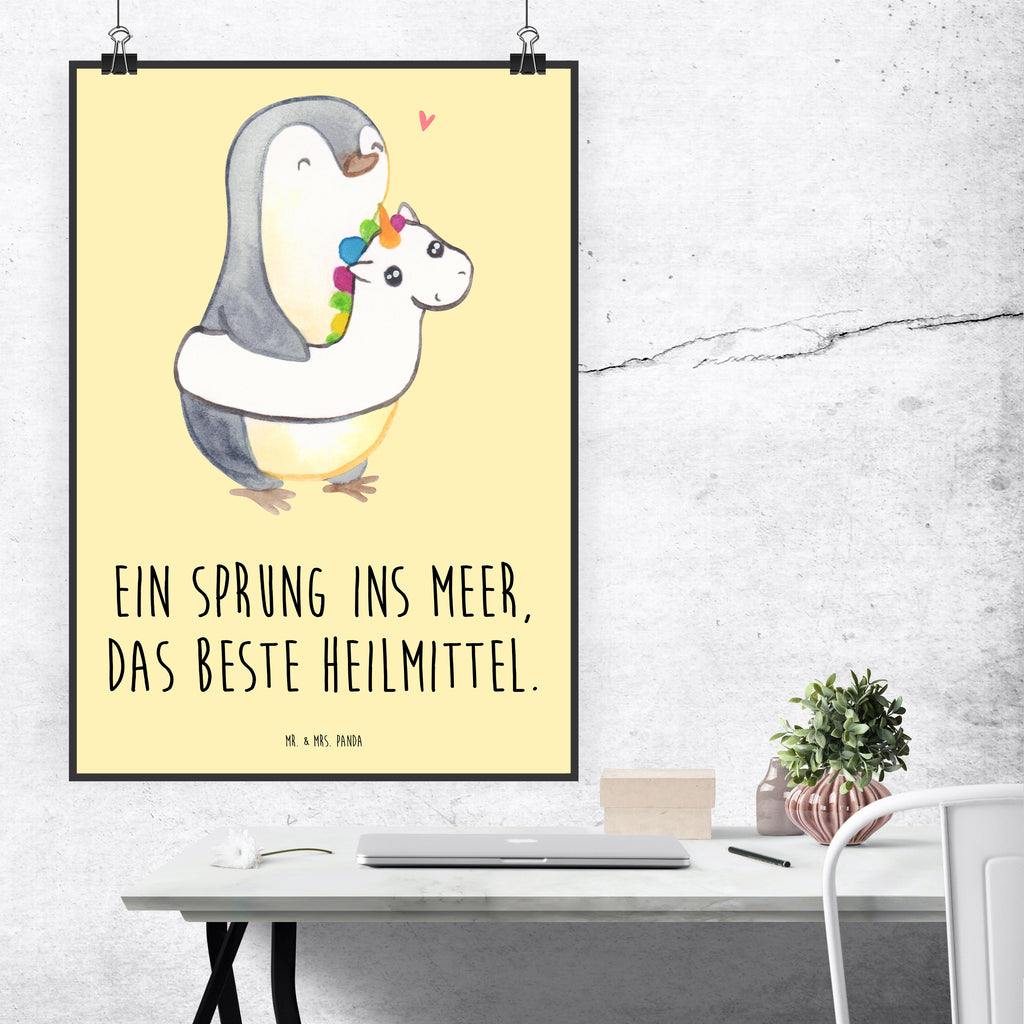 Poster Sommermeerheilkraft Poster, Wandposter, Bild, Wanddeko, Küchenposter, Kinderposter, Wanddeko Bild, Raumdekoration, Wanddekoration, Handgemaltes Poster, Mr. & Mrs. Panda Poster, Designposter, Kunstdruck, Posterdruck, Sommer, Sommermotive, Urlaubsmotive, Produkte für Urlauber, Sommer Produkte