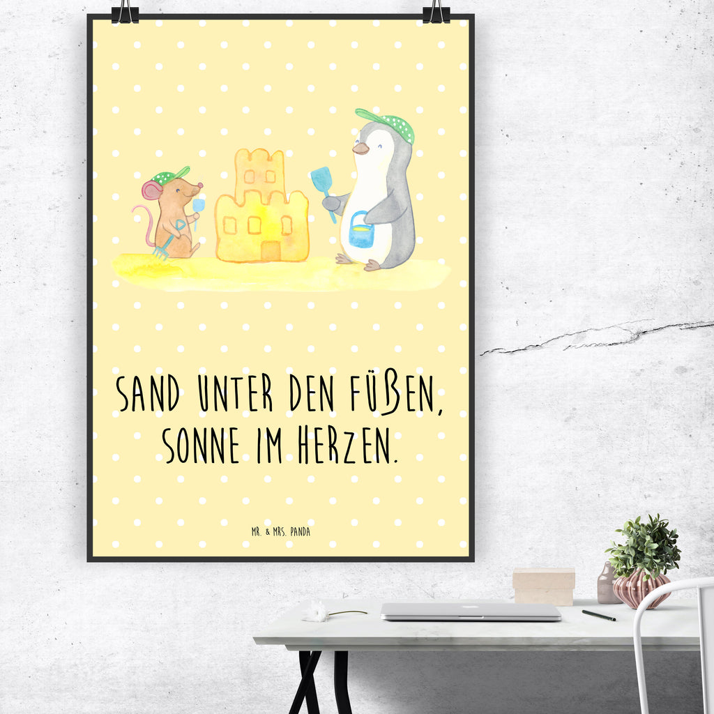 Poster Sommer Meer Strand Poster, Wandposter, Bild, Wanddeko, Küchenposter, Kinderposter, Wanddeko Bild, Raumdekoration, Wanddekoration, Handgemaltes Poster, Mr. & Mrs. Panda Poster, Designposter, Kunstdruck, Posterdruck, Sommer, Sommermotive, Urlaubsmotive, Produkte für Urlauber, Sommer Produkte