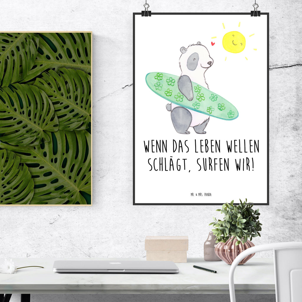 Poster Sommer Wellen Surf Poster, Wandposter, Bild, Wanddeko, Küchenposter, Kinderposter, Wanddeko Bild, Raumdekoration, Wanddekoration, Handgemaltes Poster, Mr. & Mrs. Panda Poster, Designposter, Kunstdruck, Posterdruck, Sommer, Sommermotive, Urlaubsmotive, Produkte für Urlauber, Sommer Produkte