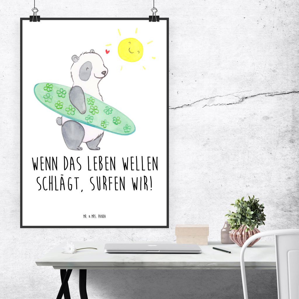 Poster Sommer Wellen Surf Poster, Wandposter, Bild, Wanddeko, Küchenposter, Kinderposter, Wanddeko Bild, Raumdekoration, Wanddekoration, Handgemaltes Poster, Mr. & Mrs. Panda Poster, Designposter, Kunstdruck, Posterdruck, Sommer, Sommermotive, Urlaubsmotive, Produkte für Urlauber, Sommer Produkte