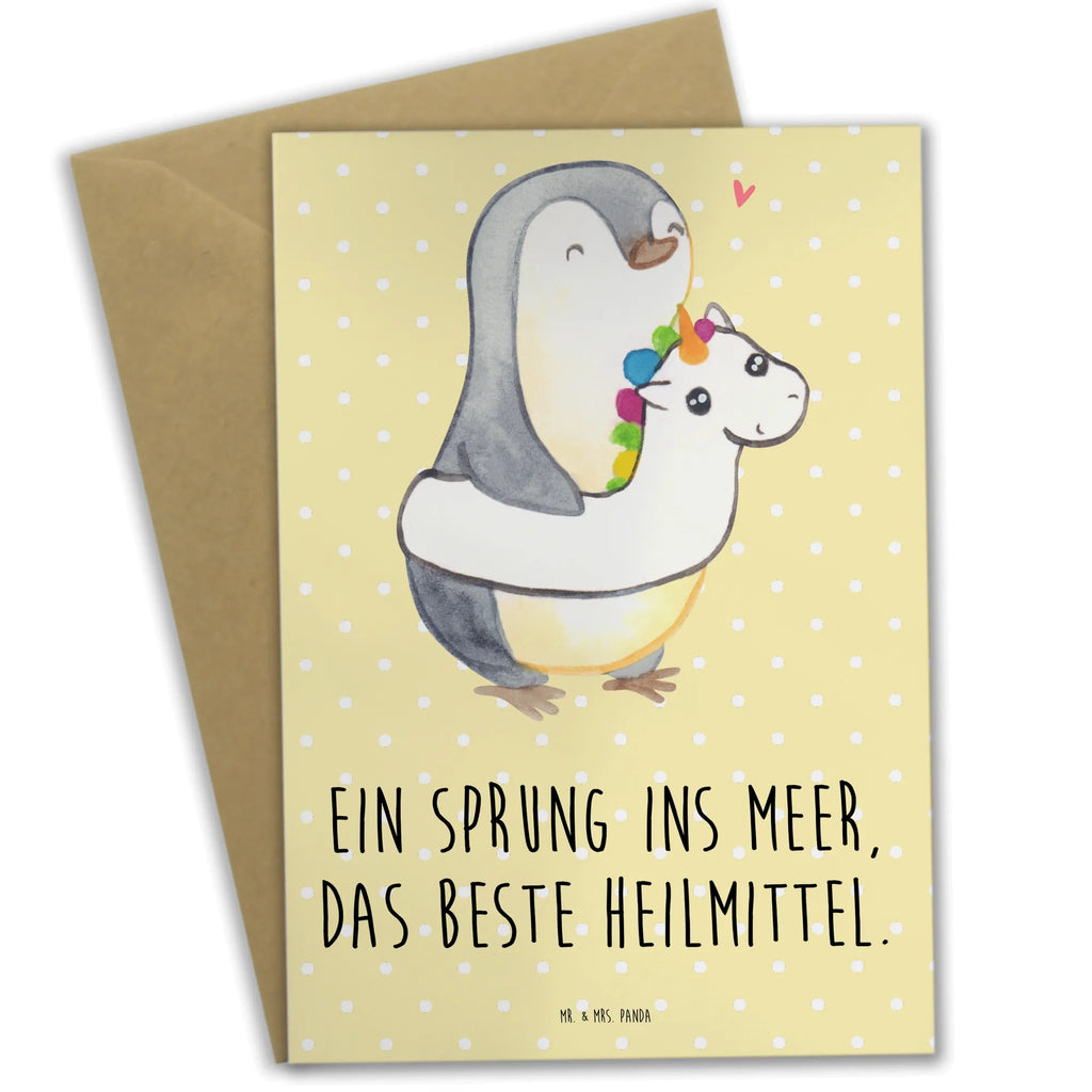 Greetings card Ein Sprung ins Meer, das beste Heilmittel. Grußkarte, Klappkarte, Einladungskarte, Glückwunschkarte, Hochzeitskarte, Geburtstagskarte, Karte, Ansichtskarten, Sommer, Sommermotive, Urlaubsmotive, Produkte für Urlauber, Sommer Produkte