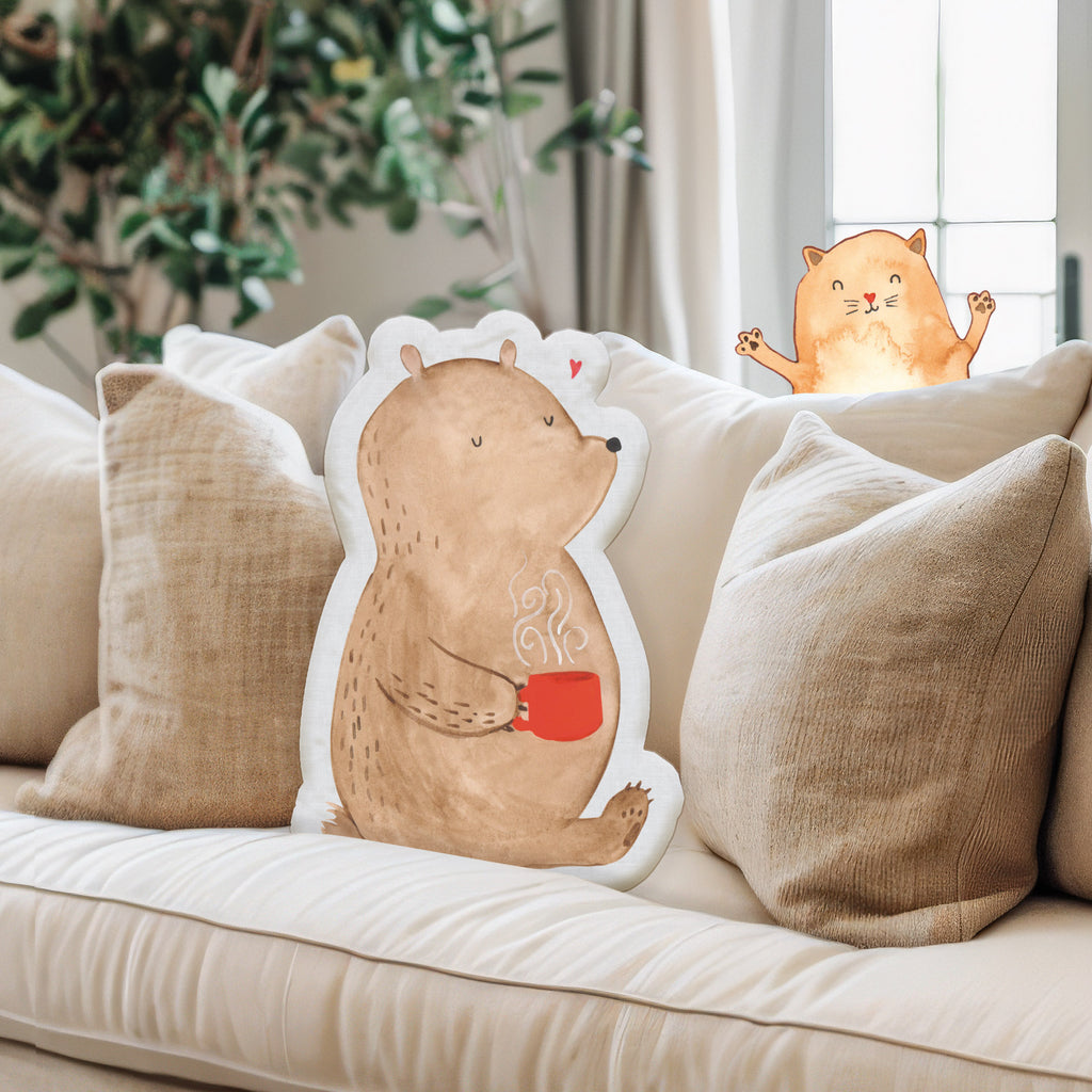 Kissen Kuscheltier Bär Kaffee Tierkissen, Kuscheltier, Plüschtier, Bär, Teddy, Teddybär, Kaffee, Coffee, Bären, guten Morgen, Morgenroutine, Welt erobern, Welt retten, Motivation