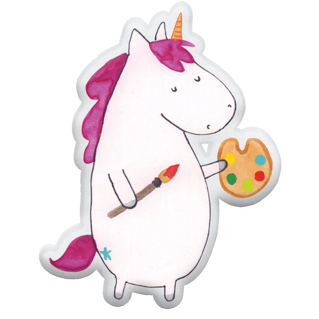 Tierkissen Einhorn Künstler Tierkissen, Kuscheltier, Plüschtier, Einhorn, Einhörner, Einhorn Deko, Pegasus, Unicorn, Englisch, Künstler, Artist, Malen, Zeichnen, Welt, Farbe, Stift, Pinsel, Geschenk, Maler