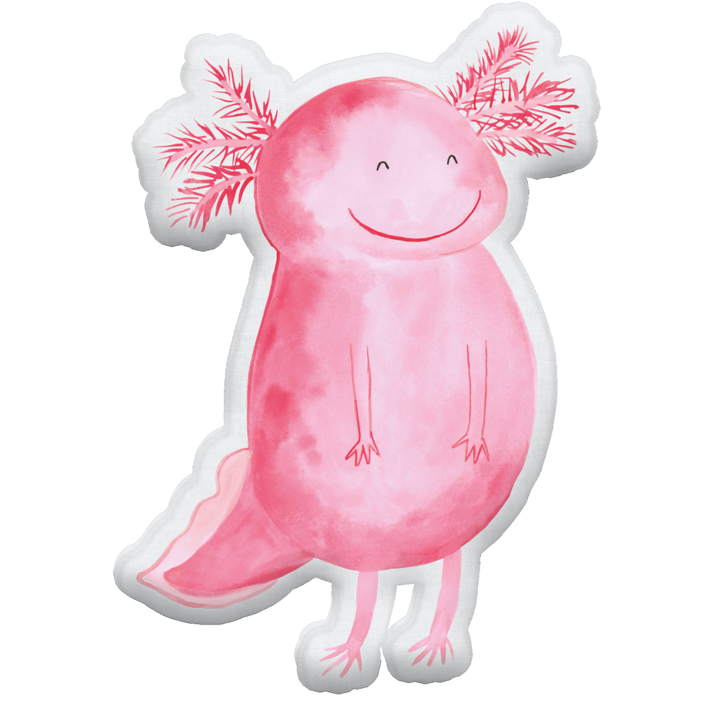 Kissen Kuscheltier Axolotl Glücklich Tierkissen, Kuscheltier, Plüschtier, Axolotl, Molch, Axolot, Schwanzlurch, Lurch, Lurche, Motivation, gute Laune