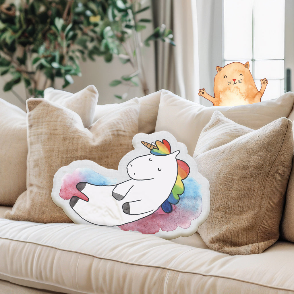 Tierkissen Einhorn Wolke 7 Tierkissen, Einhorn, Einhörner, Einhorn Deko, Pegasus, Unicorn, verliebt, Menschen, witzig, lustig, Geschenk, Glaube, Realität, Lächeln