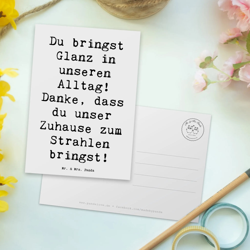 Postkarte Spruch Glanz Putzfrau Postkarte, Karte, Geschenkkarte, Grußkarte, Einladung, Ansichtskarte, Geburtstagskarte, Einladungskarte, Dankeskarte, Ansichtskarten, Einladung Geburtstag, Einladungskarten Geburtstag