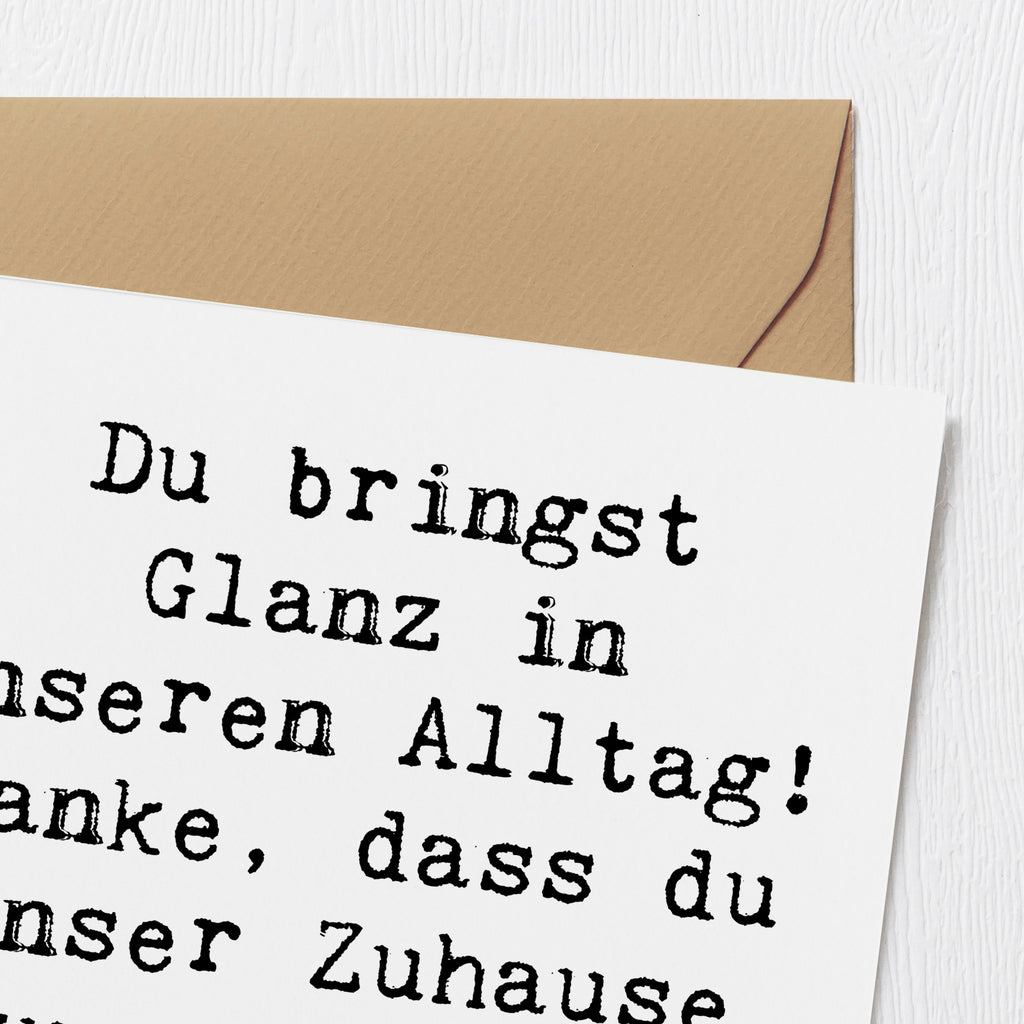 Deluxe Karte Spruch Glanz Putzfrau Karte, Grußkarte, Klappkarte, Einladungskarte, Glückwunschkarte, Hochzeitskarte, Geburtstagskarte, Hochwertige Grußkarte, Hochwertige Klappkarte