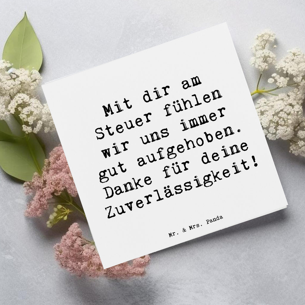 Deluxe Karte Mit dir am Steuer fühlen wir uns immer gut aufgehoben. Danke für deine Zuverlässigkeit! Karte, Grußkarte, Klappkarte, Einladungskarte, Glückwunschkarte, Hochzeitskarte, Geburtstagskarte, Hochwertige Grußkarte, Hochwertige Klappkarte