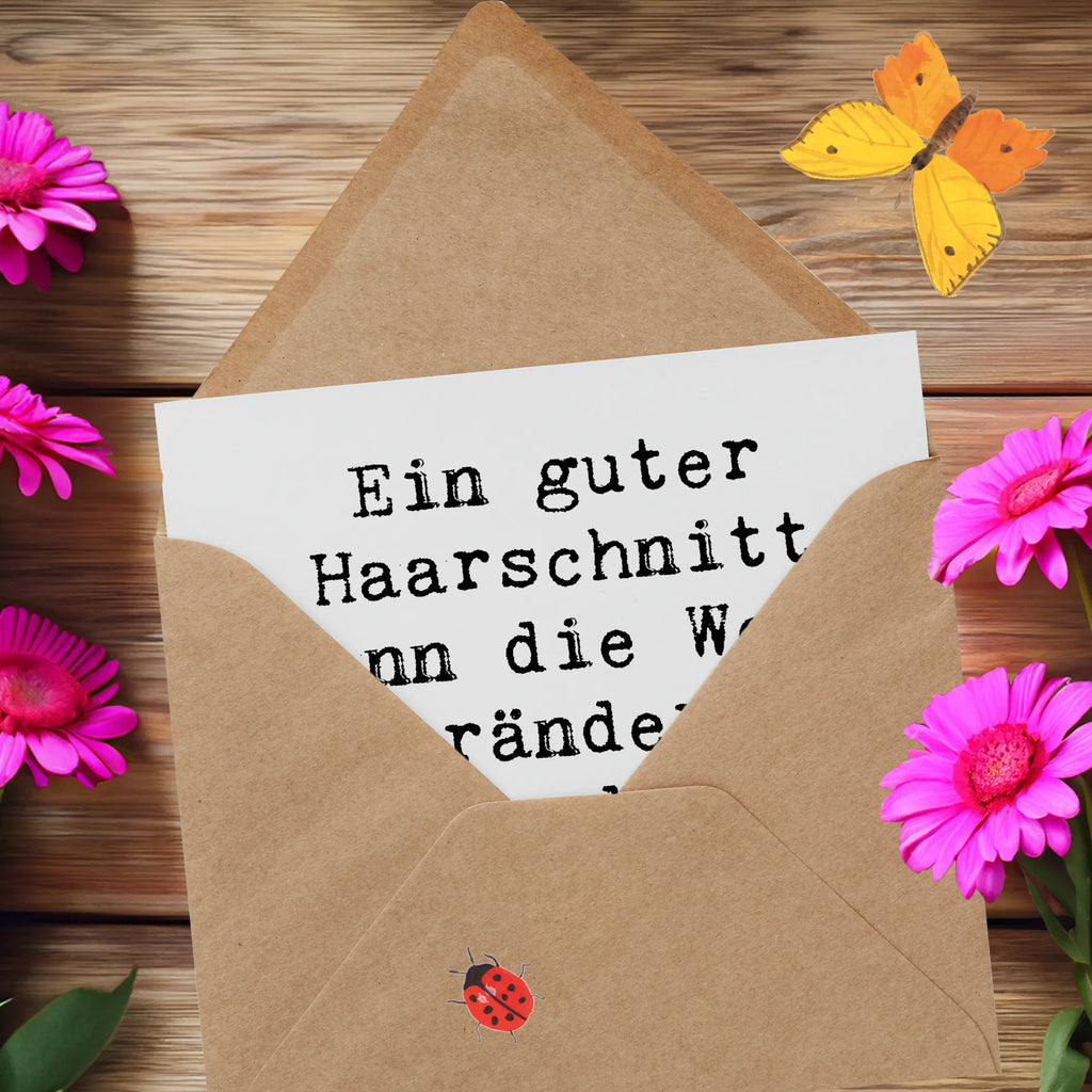 Deluxe Karte Ein guter Haarschnitt kann die Welt verändern. Danke, dass du das möglich machst! Karte, Grußkarte, Klappkarte, Einladungskarte, Glückwunschkarte, Hochzeitskarte, Geburtstagskarte, Hochwertige Grußkarte, Hochwertige Klappkarte