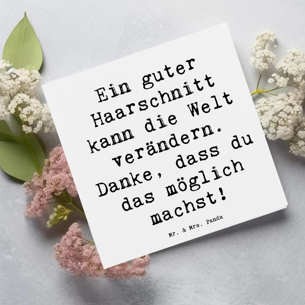 Deluxe Karte Ein guter Haarschnitt kann die Welt verändern. Danke, dass du das möglich machst! Karte, Grußkarte, Klappkarte, Einladungskarte, Glückwunschkarte, Hochzeitskarte, Geburtstagskarte, Hochwertige Grußkarte, Hochwertige Klappkarte