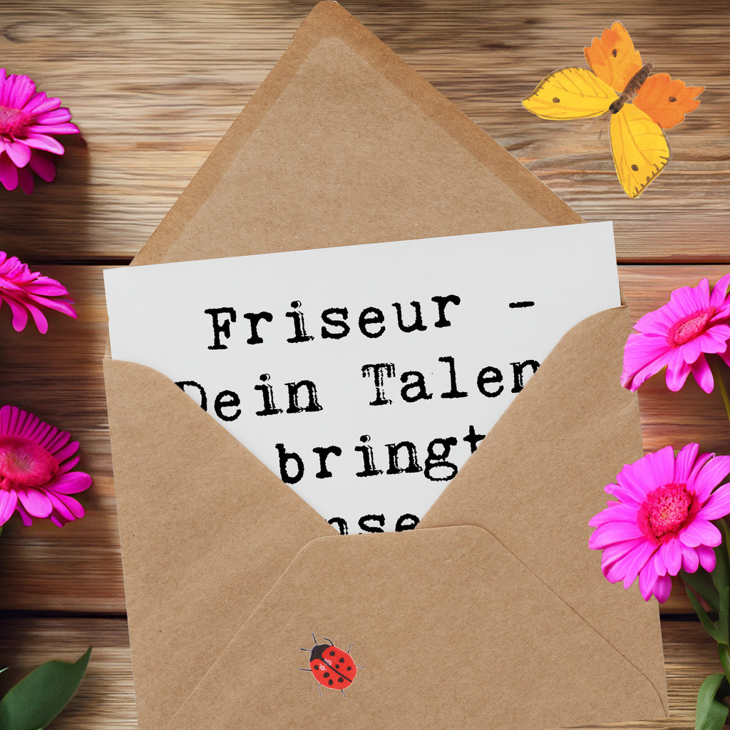 Deluxe Karte Friseur - Dein Talent bringt unsere Haare zum Strahlen! Karte, Grußkarte, Klappkarte, Einladungskarte, Glückwunschkarte, Hochzeitskarte, Geburtstagskarte, Hochwertige Grußkarte, Hochwertige Klappkarte