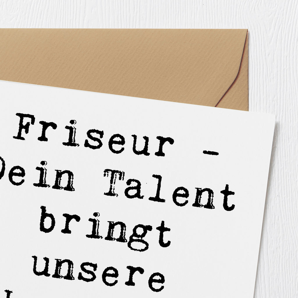 Deluxe Karte Friseur - Dein Talent bringt unsere Haare zum Strahlen! Karte, Grußkarte, Klappkarte, Einladungskarte, Glückwunschkarte, Hochzeitskarte, Geburtstagskarte, Hochwertige Grußkarte, Hochwertige Klappkarte