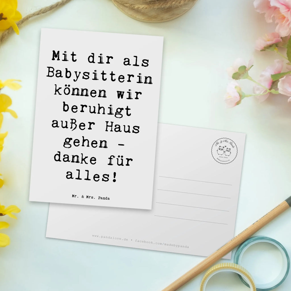 Postkarte Mit dir als Babysitterin können wir beruhigt außer Haus gehen - danke für alles! Postkarte, Karte, Geschenkkarte, Grußkarte, Einladung, Ansichtskarte, Geburtstagskarte, Einladungskarte, Dankeskarte, Ansichtskarten, Einladung Geburtstag, Einladungskarten Geburtstag