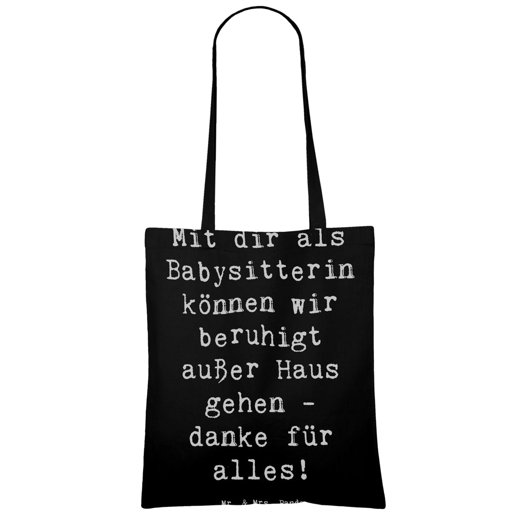 Tragetasche Mit dir als Babysitterin können wir beruhigt außer Haus gehen - danke für alles! Beuteltasche, Beutel, Einkaufstasche, Jutebeutel, Stoffbeutel, Tasche, Shopper, Umhängetasche, Strandtasche, Schultertasche, Stofftasche, Tragetasche, Badetasche, Jutetasche, Einkaufstüte, Laptoptasche