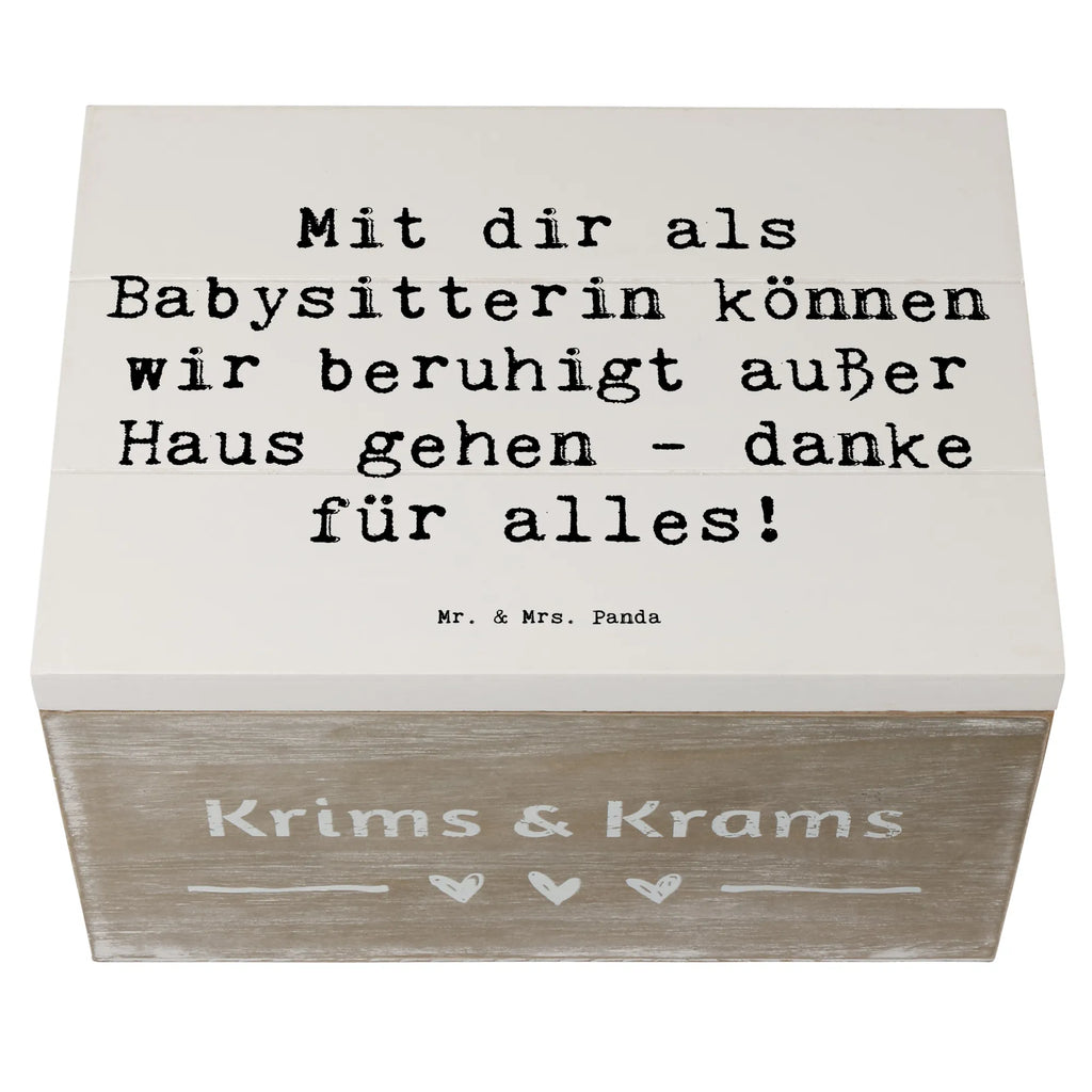 Holzkiste Mit dir als Babysitterin können wir beruhigt außer Haus gehen - danke für alles! Holzkiste, Kiste, Schatzkiste, Truhe, Schatulle, XXL, Erinnerungsbox, Erinnerungskiste, Dekokiste, Aufbewahrungsbox, Geschenkbox, Geschenkdose