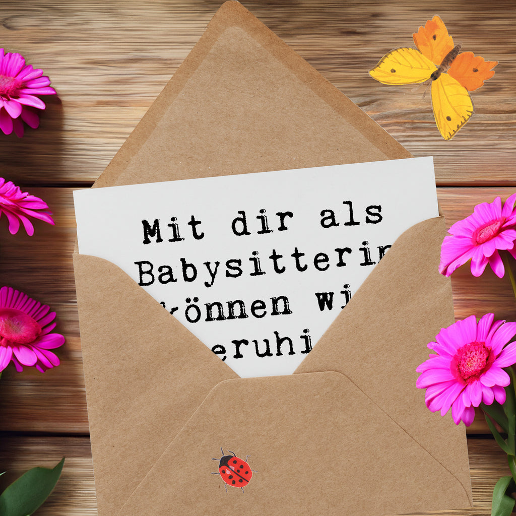 Deluxe Karte Mit dir als Babysitterin können wir beruhigt außer Haus gehen - danke für alles! Karte, Grußkarte, Klappkarte, Einladungskarte, Glückwunschkarte, Hochzeitskarte, Geburtstagskarte, Hochwertige Grußkarte, Hochwertige Klappkarte