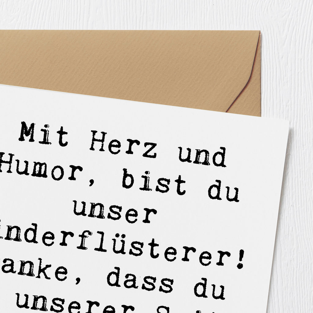 Deluxe Karte Mit Herz und Humor, bist du unser Kinderflüsterer! Danke, dass du an unserer Seite bist, wenn wir dich brauchen. Karte, Grußkarte, Klappkarte, Einladungskarte, Glückwunschkarte, Hochzeitskarte, Geburtstagskarte, Hochwertige Grußkarte, Hochwertige Klappkarte