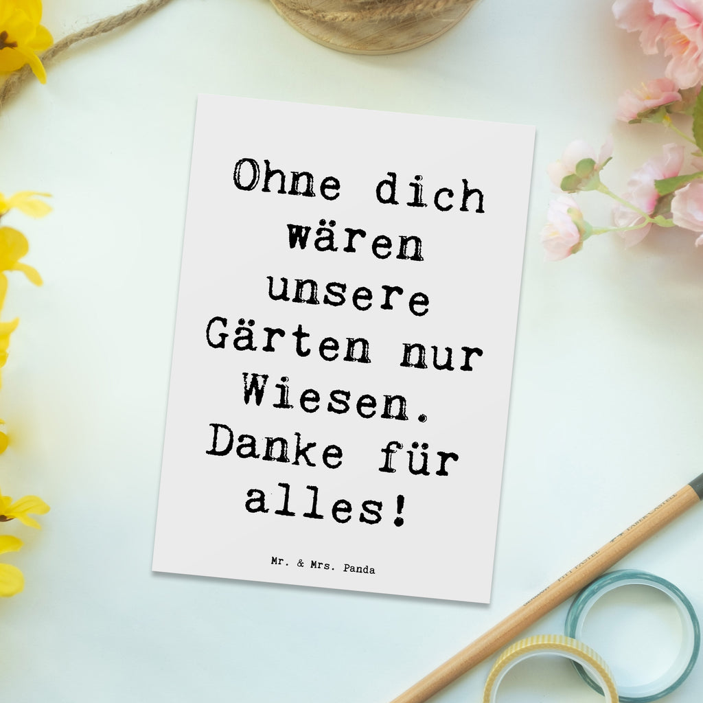 Postkarte Ohne dich wären unsere Gärten nur Wiesen. Danke für alles! Postkarte, Karte, Geschenkkarte, Grußkarte, Einladung, Ansichtskarte, Geburtstagskarte, Einladungskarte, Dankeskarte, Ansichtskarten, Einladung Geburtstag, Einladungskarten Geburtstag