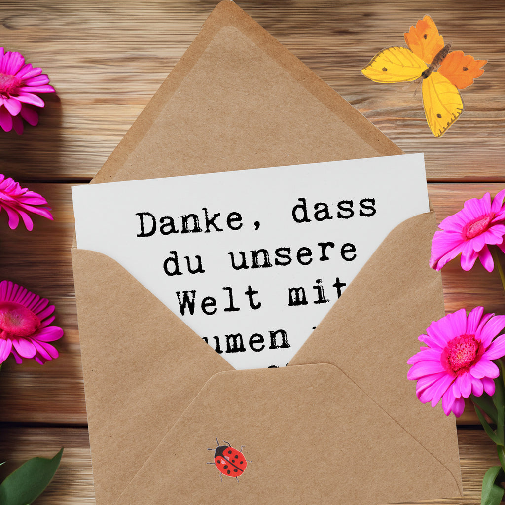 Deluxe Karte Danke, dass du unsere Welt mit Blumen und Leben füllst, lieber Gärtner! Karte, Grußkarte, Klappkarte, Einladungskarte, Glückwunschkarte, Hochzeitskarte, Geburtstagskarte, Hochwertige Grußkarte, Hochwertige Klappkarte