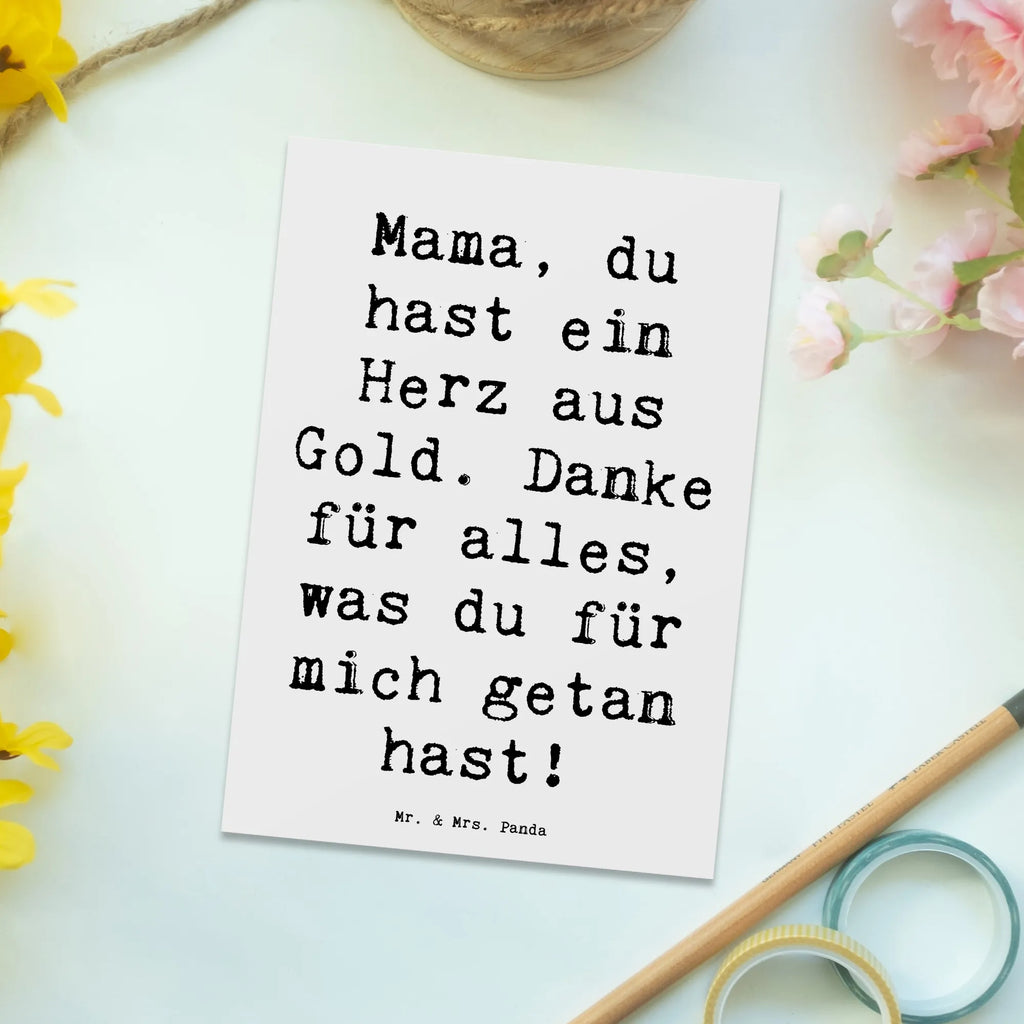 Postkarte Mama, du hast ein Herz aus Gold. Danke für alles, was du für mich getan hast! Postkarte, Karte, Geschenkkarte, Grußkarte, Einladung, Ansichtskarte, Geburtstagskarte, Einladungskarte, Dankeskarte, Ansichtskarten, Einladung Geburtstag, Einladungskarten Geburtstag