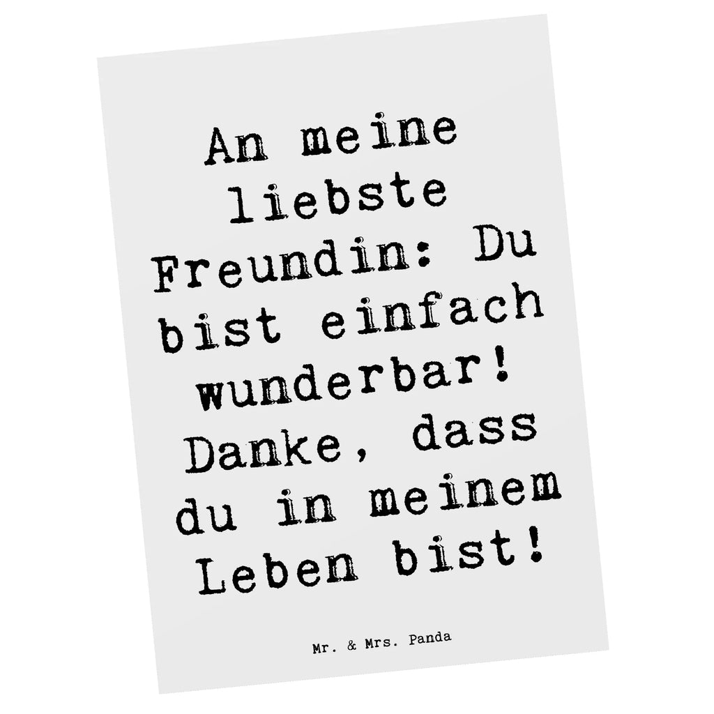 Postkarte An meine liebste Freundin: Du bist einfach wunderbar! Danke, dass du in meinem Leben bist! Postkarte, Karte, Geschenkkarte, Grußkarte, Einladung, Ansichtskarte, Geburtstagskarte, Einladungskarte, Dankeskarte, Ansichtskarten, Einladung Geburtstag, Einladungskarten Geburtstag