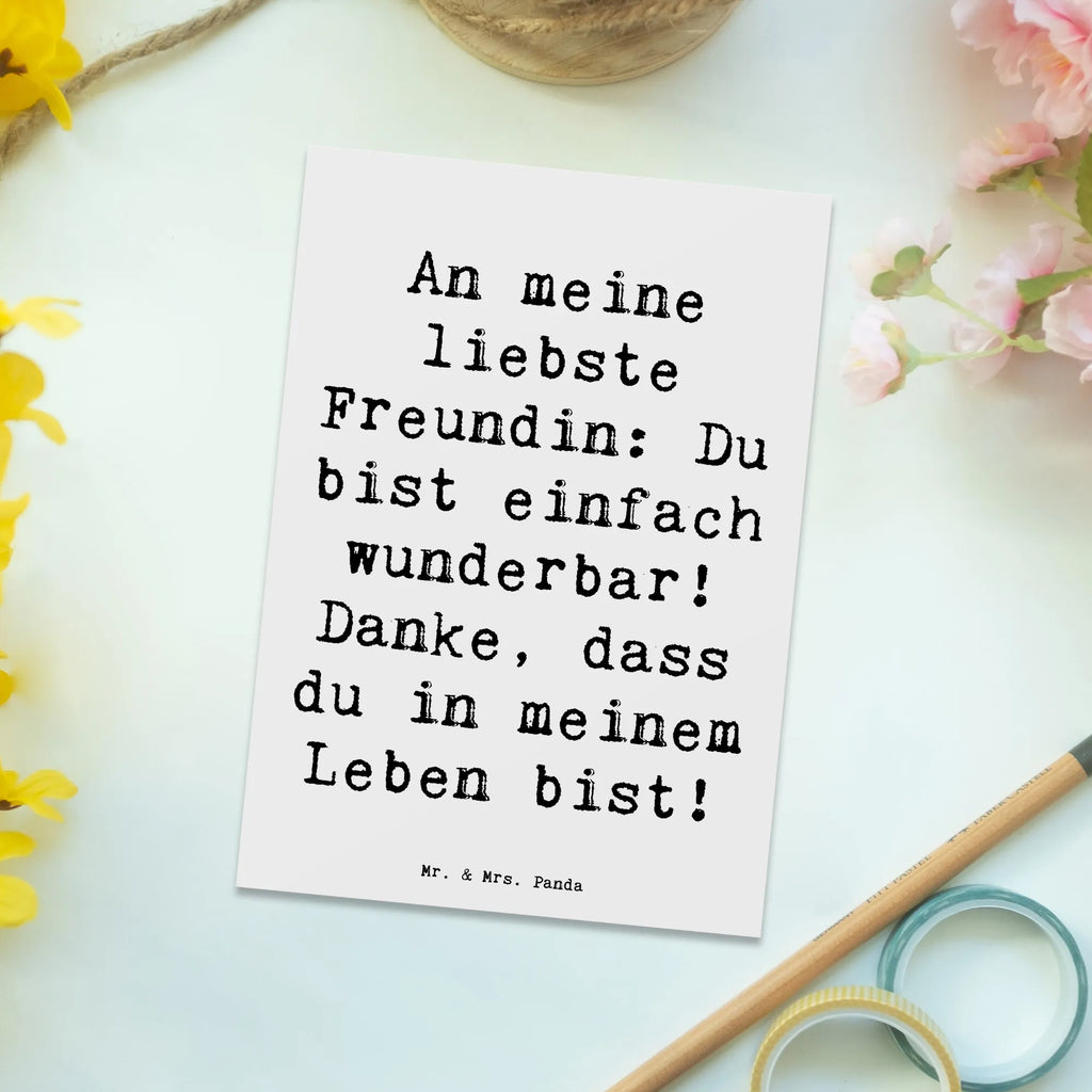 Postkarte An meine liebste Freundin: Du bist einfach wunderbar! Danke, dass du in meinem Leben bist! Postkarte, Karte, Geschenkkarte, Grußkarte, Einladung, Ansichtskarte, Geburtstagskarte, Einladungskarte, Dankeskarte, Ansichtskarten, Einladung Geburtstag, Einladungskarten Geburtstag