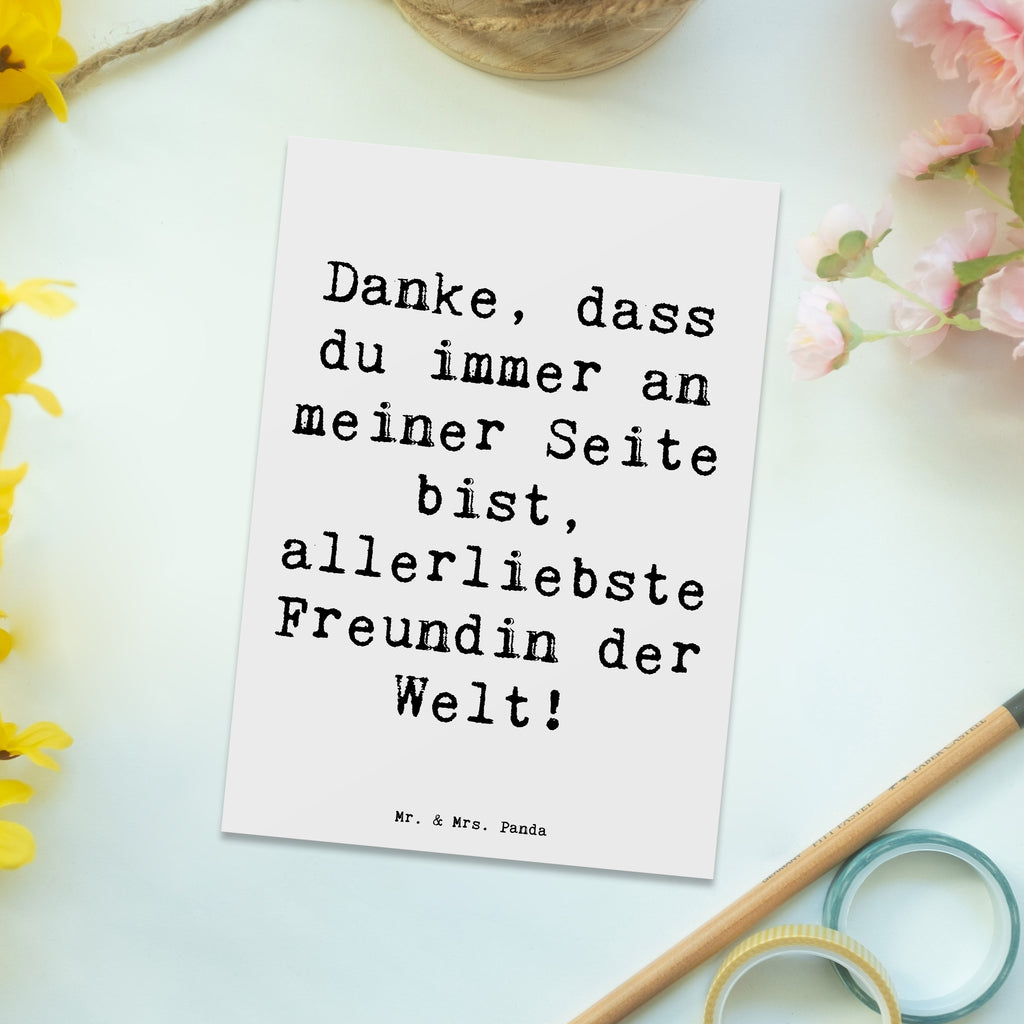 Postkarte Danke, dass du immer an meiner Seite bist, allerliebste Freundin der Welt! Postkarte, Karte, Geschenkkarte, Grußkarte, Einladung, Ansichtskarte, Geburtstagskarte, Einladungskarte, Dankeskarte, Ansichtskarten, Einladung Geburtstag, Einladungskarten Geburtstag