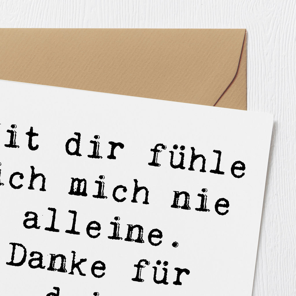 Deluxe Karte Mit dir fühle ich mich nie alleine. Danke für deine Freundschaft! Karte, Grußkarte, Klappkarte, Einladungskarte, Glückwunschkarte, Hochzeitskarte, Geburtstagskarte, Hochwertige Grußkarte, Hochwertige Klappkarte