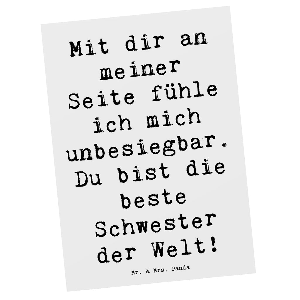 Postkarte Mit dir an meiner Seite fühle ich mich unbesiegbar. Du bist die beste Schwester der Welt! Postkarte, Karte, Geschenkkarte, Grußkarte, Einladung, Ansichtskarte, Geburtstagskarte, Einladungskarte, Dankeskarte, Ansichtskarten, Einladung Geburtstag, Einladungskarten Geburtstag