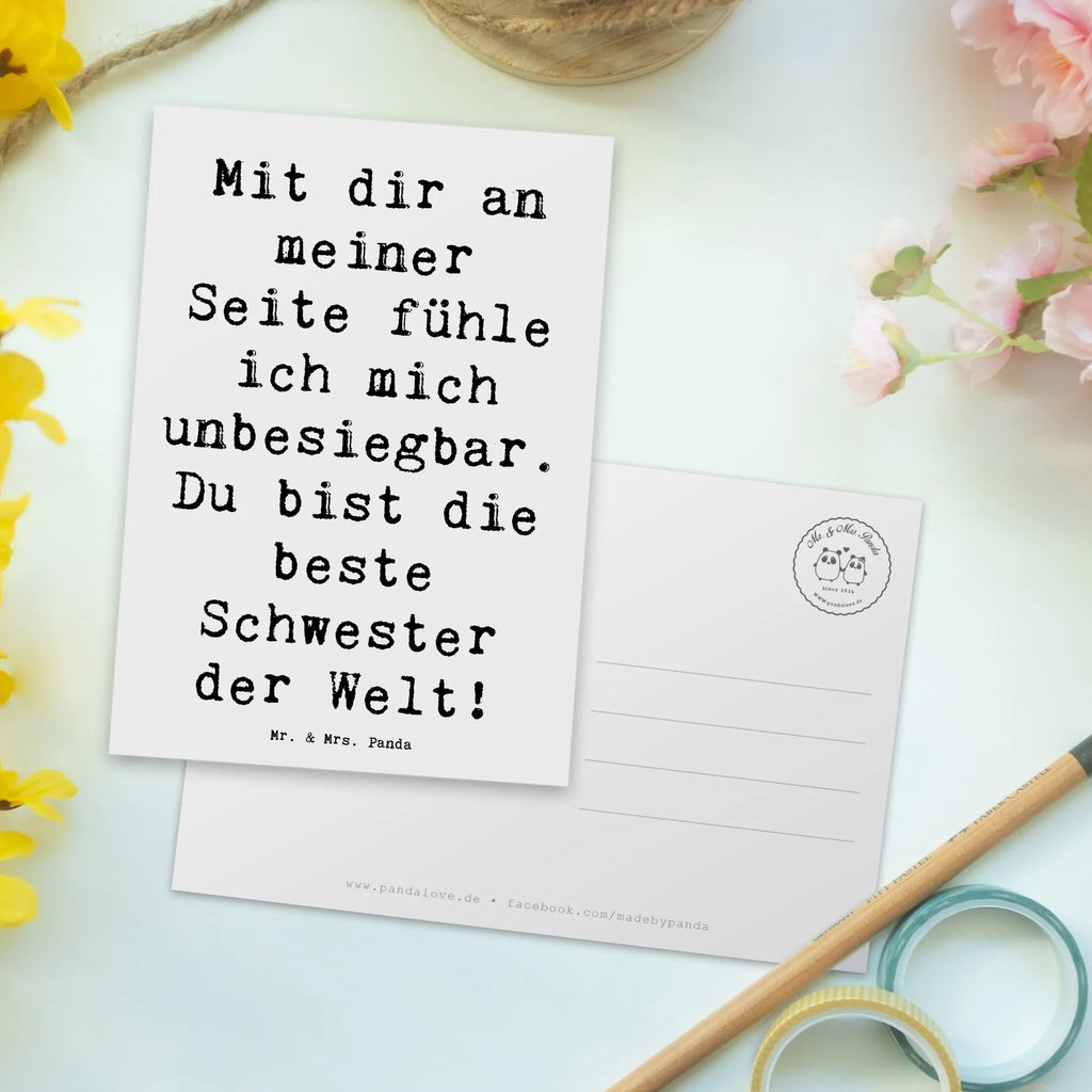 Postkarte Mit dir an meiner Seite fühle ich mich unbesiegbar. Du bist die beste Schwester der Welt! Postkarte, Karte, Geschenkkarte, Grußkarte, Einladung, Ansichtskarte, Geburtstagskarte, Einladungskarte, Dankeskarte, Ansichtskarten, Einladung Geburtstag, Einladungskarten Geburtstag