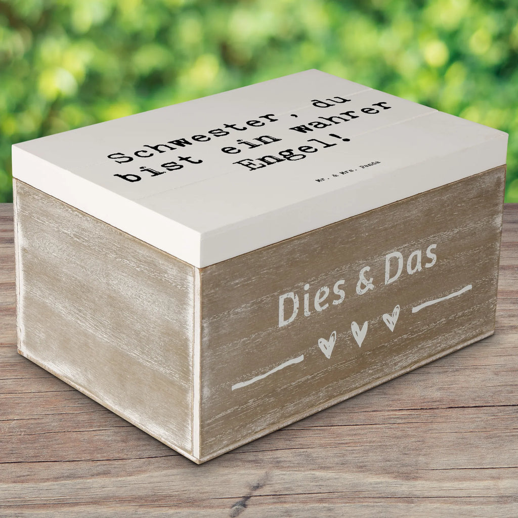 Holzkiste Schwester, du bist ein wahrer Engel! Holzkiste, Kiste, Schatzkiste, Truhe, Schatulle, XXL, Erinnerungsbox, Erinnerungskiste, Dekokiste, Aufbewahrungsbox, Geschenkbox, Geschenkdose