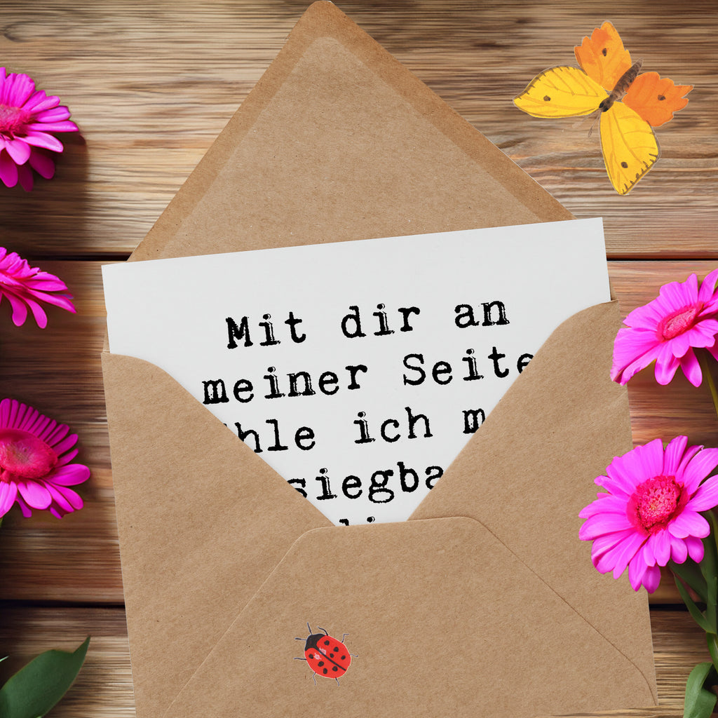 Deluxe Karte Mit dir an meiner Seite fühle ich mich unbesiegbar. Du bist die beste Schwester der Welt! Karte, Grußkarte, Klappkarte, Einladungskarte, Glückwunschkarte, Hochzeitskarte, Geburtstagskarte, Hochwertige Grußkarte, Hochwertige Klappkarte