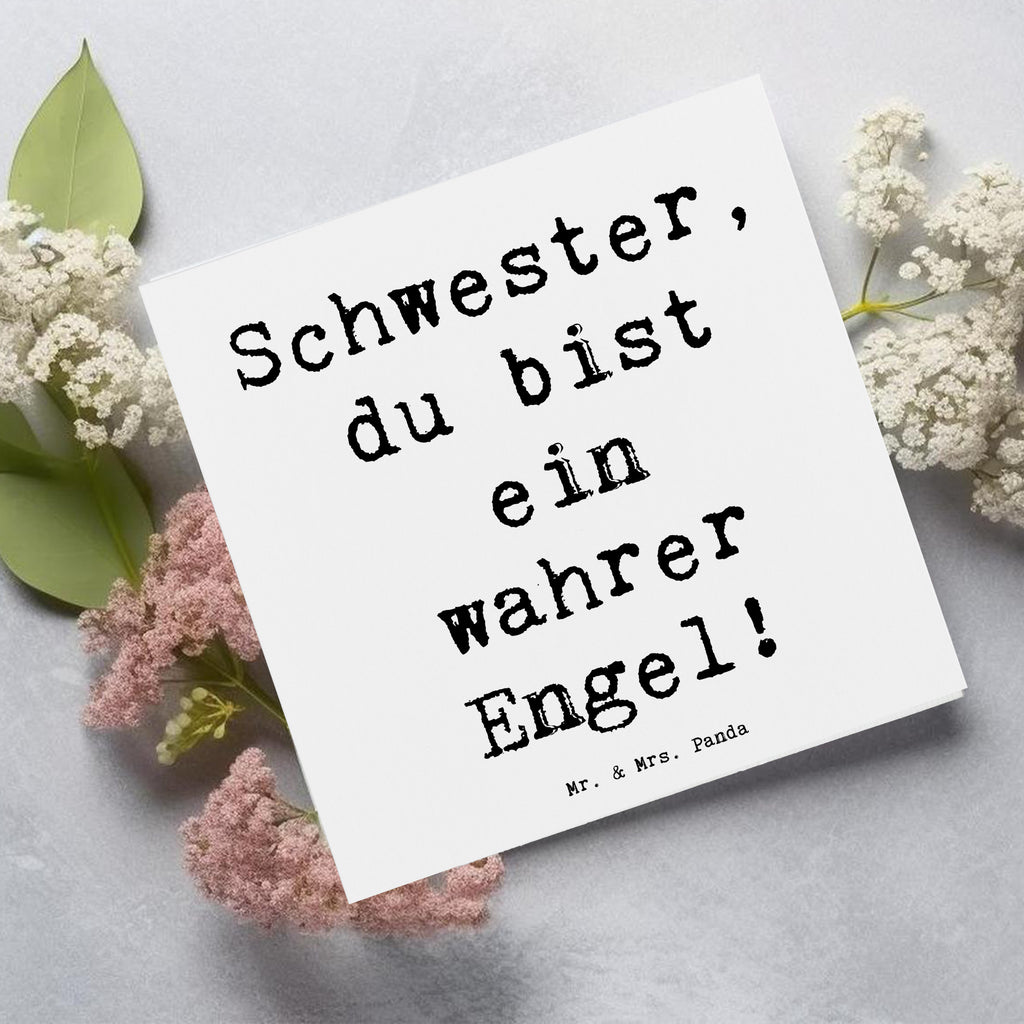 Deluxe Karte Spruch Schwester Engel Karte, Grußkarte, Klappkarte, Einladungskarte, Glückwunschkarte, Hochzeitskarte, Geburtstagskarte, Hochwertige Grußkarte, Hochwertige Klappkarte