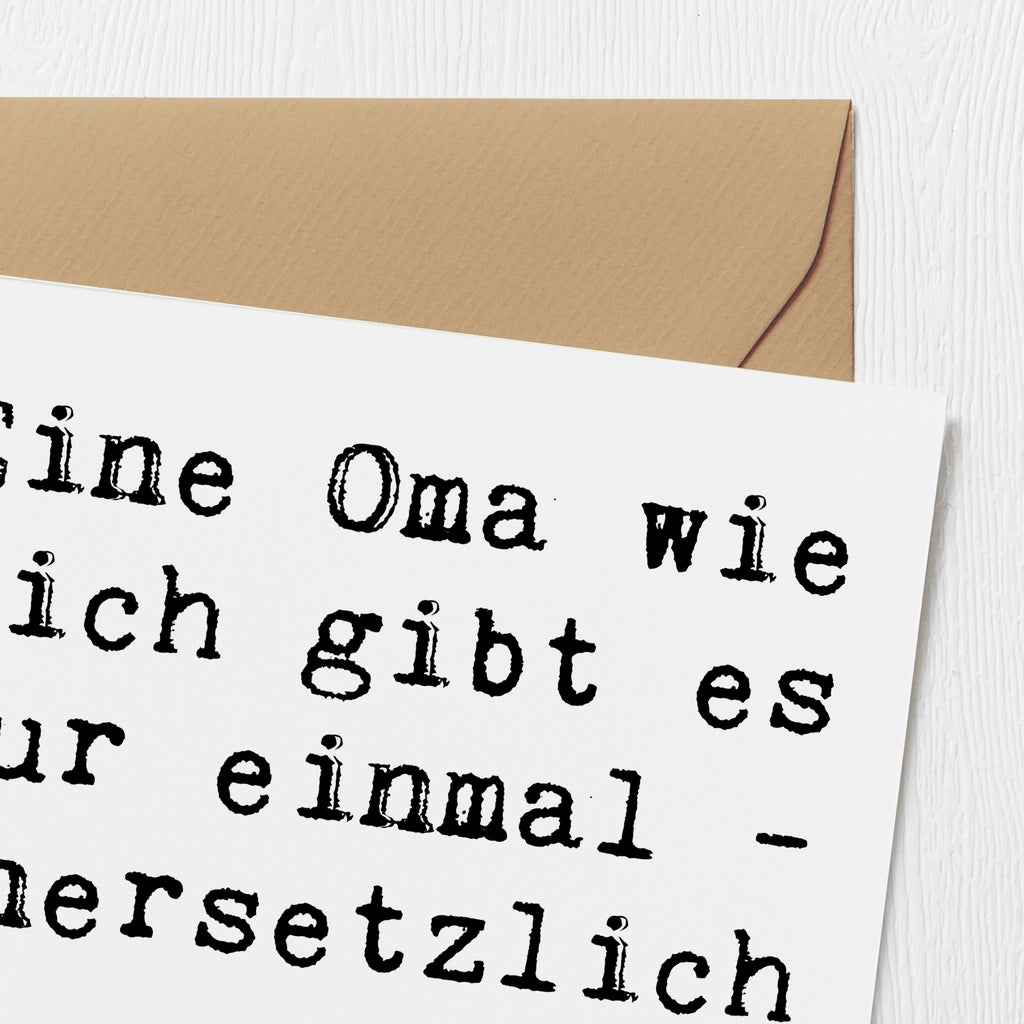 Deluxe Karte Eine Oma wie dich gibt es nur einmal - unersetzlich und wunderbar! Karte, Grußkarte, Klappkarte, Einladungskarte, Glückwunschkarte, Hochzeitskarte, Geburtstagskarte, Hochwertige Grußkarte, Hochwertige Klappkarte