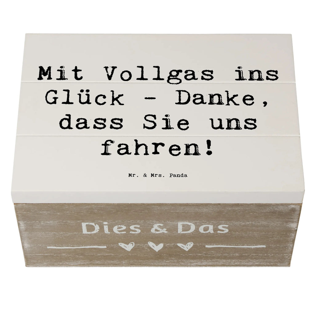 Holzkiste Mit Vollgas ins Glück - Danke, dass Sie uns fahren! Holzkiste, Kiste, Schatzkiste, Truhe, Schatulle, XXL, Erinnerungsbox, Erinnerungskiste, Dekokiste, Aufbewahrungsbox, Geschenkbox, Geschenkdose