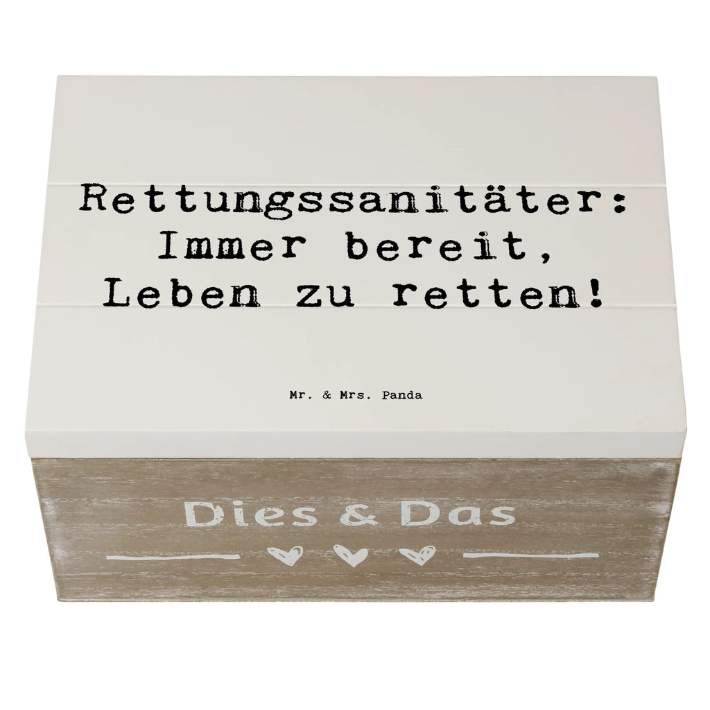 Holzkiste Rettungssanitäter: Immer bereit, Leben zu retten! Holzkiste, Kiste, Schatzkiste, Truhe, Schatulle, XXL, Erinnerungsbox, Erinnerungskiste, Dekokiste, Aufbewahrungsbox, Geschenkbox, Geschenkdose