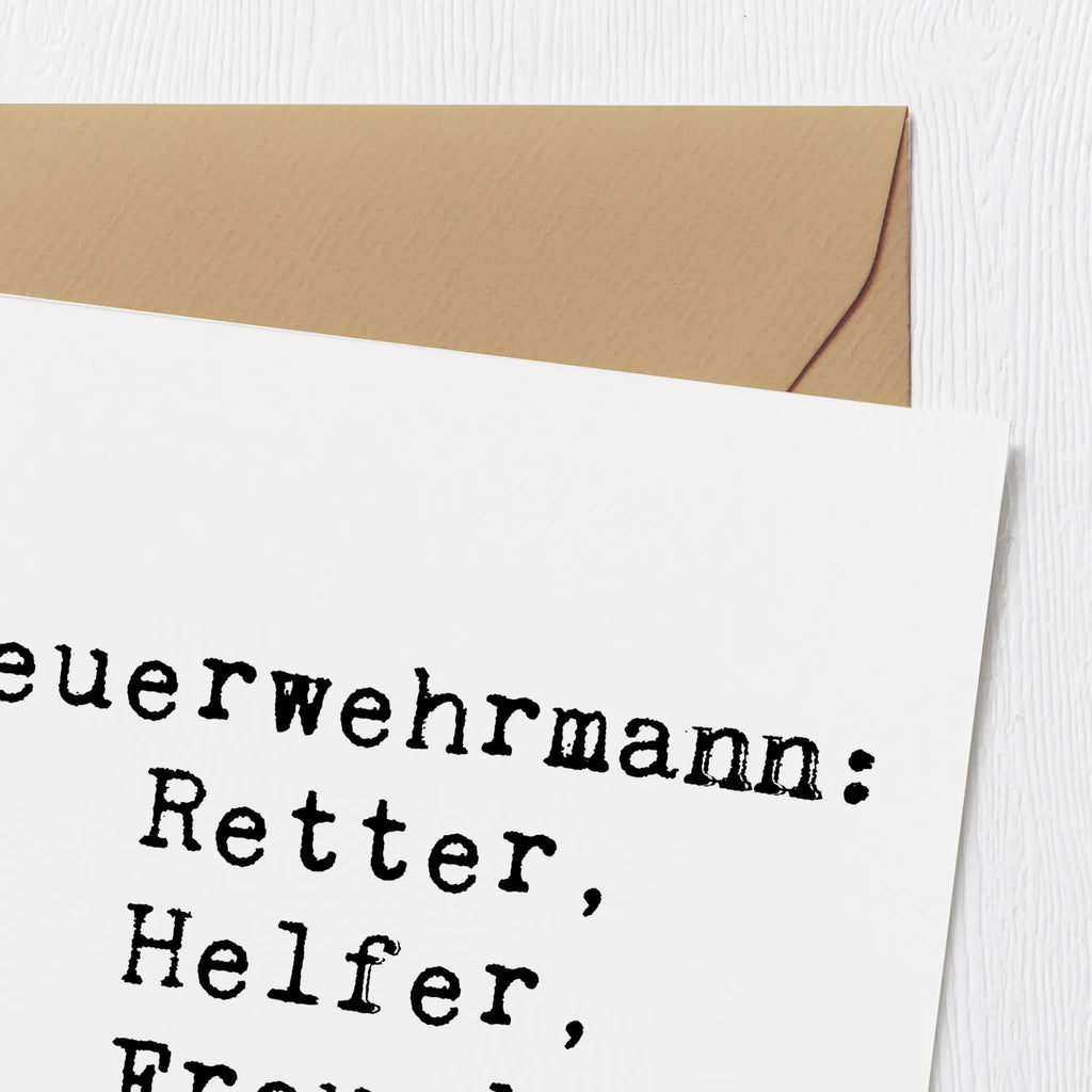 Deluxe Karte Feuerwehrmann: Retter, Helfer, Freund. Karte, Grußkarte, Klappkarte, Einladungskarte, Glückwunschkarte, Hochzeitskarte, Geburtstagskarte, Hochwertige Grußkarte, Hochwertige Klappkarte