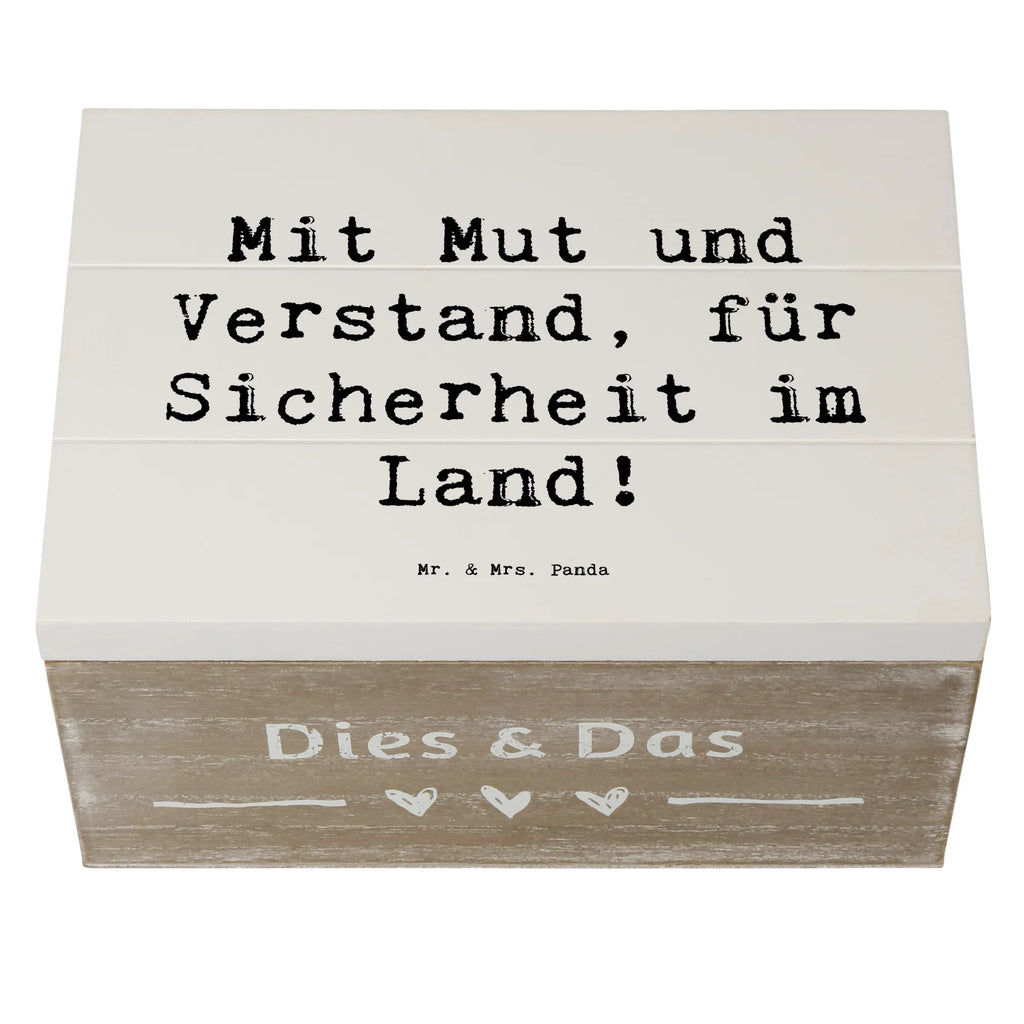 Holzkiste Mit Mut und Verstand, für Sicherheit im Land! Holzkiste, Kiste, Schatzkiste, Truhe, Schatulle, XXL, Erinnerungsbox, Erinnerungskiste, Dekokiste, Aufbewahrungsbox, Geschenkbox, Geschenkdose