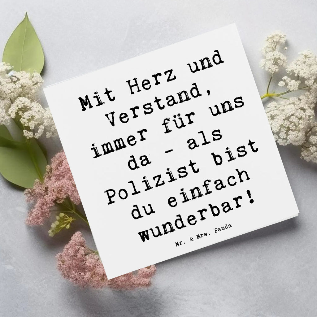 Deluxe Karte Mit Herz und Verstand, immer für uns da - als Polizist bist du einfach wunderbar! Karte, Grußkarte, Klappkarte, Einladungskarte, Glückwunschkarte, Hochzeitskarte, Geburtstagskarte, Hochwertige Grußkarte, Hochwertige Klappkarte