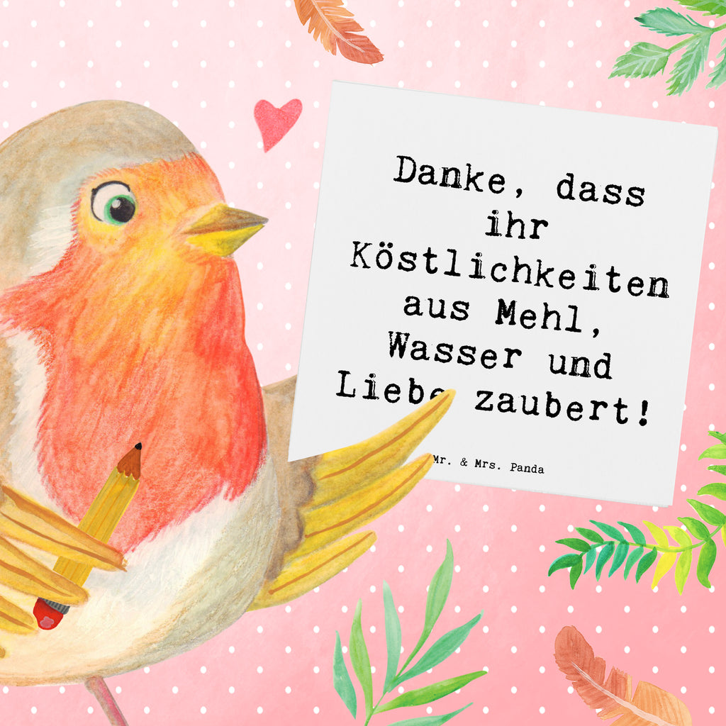 Deluxe Karte Danke, dass ihr Köstlichkeiten aus Mehl, Wasser und Liebe zaubert! Karte, Grußkarte, Klappkarte, Einladungskarte, Glückwunschkarte, Hochzeitskarte, Geburtstagskarte, Hochwertige Grußkarte, Hochwertige Klappkarte