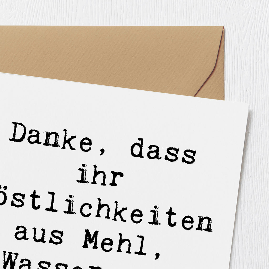 Deluxe Karte Danke, dass ihr Köstlichkeiten aus Mehl, Wasser und Liebe zaubert! Karte, Grußkarte, Klappkarte, Einladungskarte, Glückwunschkarte, Hochzeitskarte, Geburtstagskarte, Hochwertige Grußkarte, Hochwertige Klappkarte