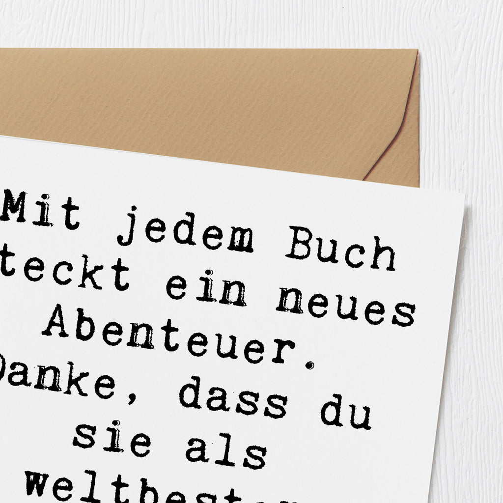 Deluxe Karte Mit jedem Buch steckt ein neues Abenteuer. Danke, dass du sie als weltbester Bibliothekar mit uns teilst! Karte, Grußkarte, Klappkarte, Einladungskarte, Glückwunschkarte, Hochzeitskarte, Geburtstagskarte, Hochwertige Grußkarte, Hochwertige Klappkarte