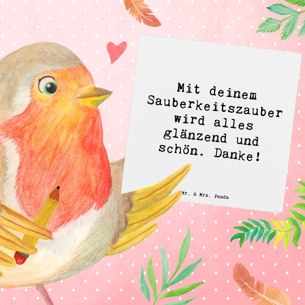 Deluxe Karte Mit deinem Sauberkeitszauber wird alles glänzend und schön. Danke! Karte, Grußkarte, Klappkarte, Einladungskarte, Glückwunschkarte, Hochzeitskarte, Geburtstagskarte, Hochwertige Grußkarte, Hochwertige Klappkarte