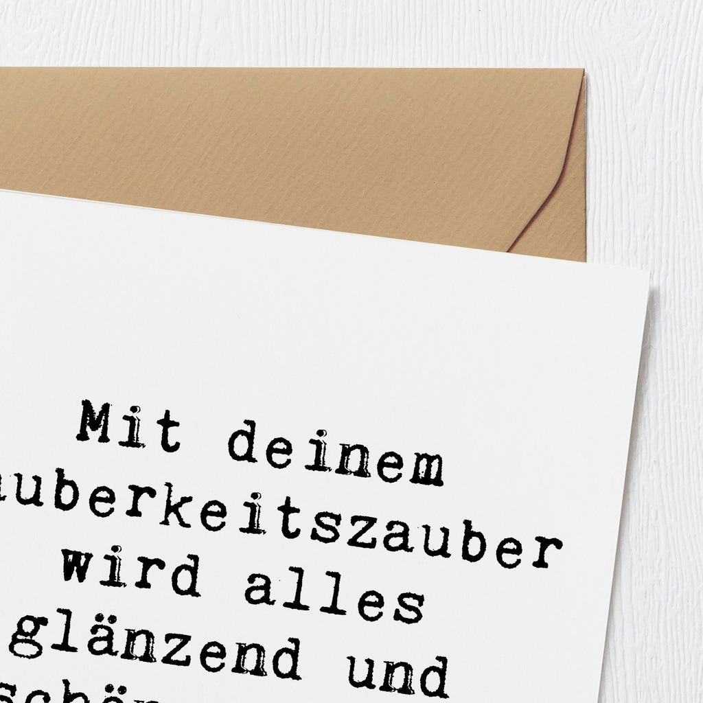 Deluxe Karte Mit deinem Sauberkeitszauber wird alles glänzend und schön. Danke! Karte, Grußkarte, Klappkarte, Einladungskarte, Glückwunschkarte, Hochzeitskarte, Geburtstagskarte, Hochwertige Grußkarte, Hochwertige Klappkarte