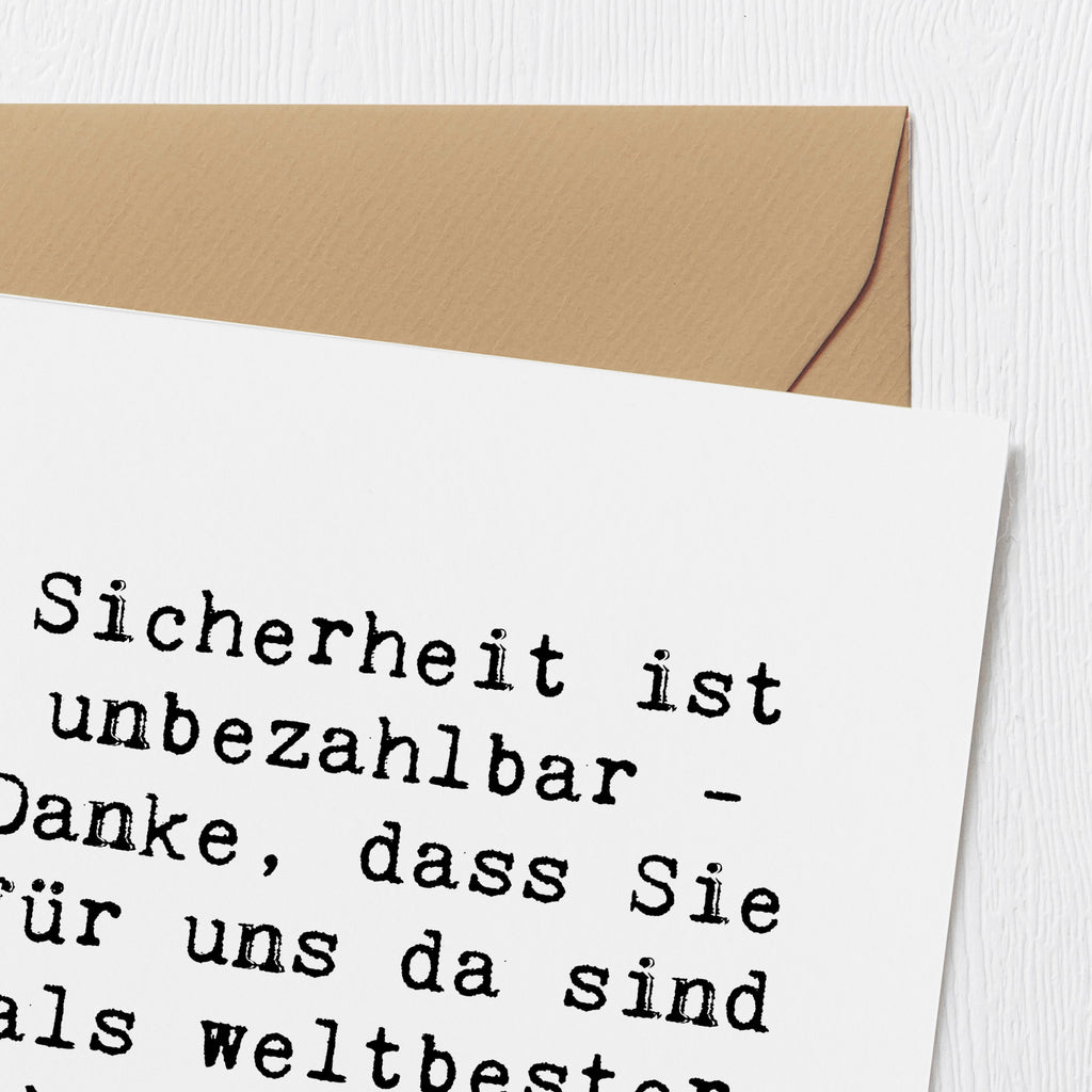 Deluxe Karte Sicherheit ist unbezahlbar - Danke, dass Sie für uns da sind als weltbester Sicherheitsdienst! Karte, Grußkarte, Klappkarte, Einladungskarte, Glückwunschkarte, Hochzeitskarte, Geburtstagskarte, Hochwertige Grußkarte, Hochwertige Klappkarte