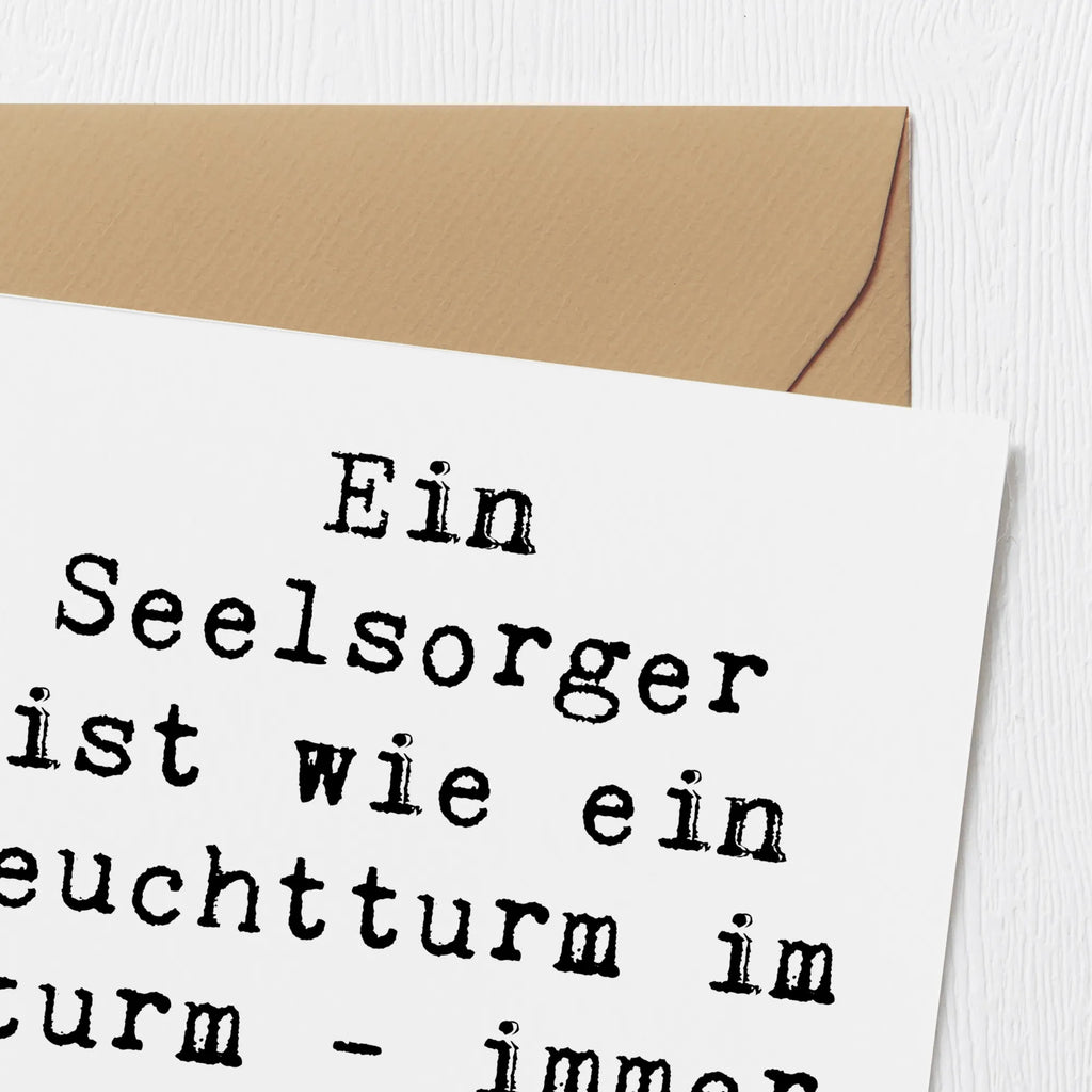 Deluxe Karte Ein Seelsorger ist wie ein Leuchtturm im Sturm - immer da, wenn man ihn braucht. Karte, Grußkarte, Klappkarte, Einladungskarte, Glückwunschkarte, Hochzeitskarte, Geburtstagskarte, Hochwertige Grußkarte, Hochwertige Klappkarte