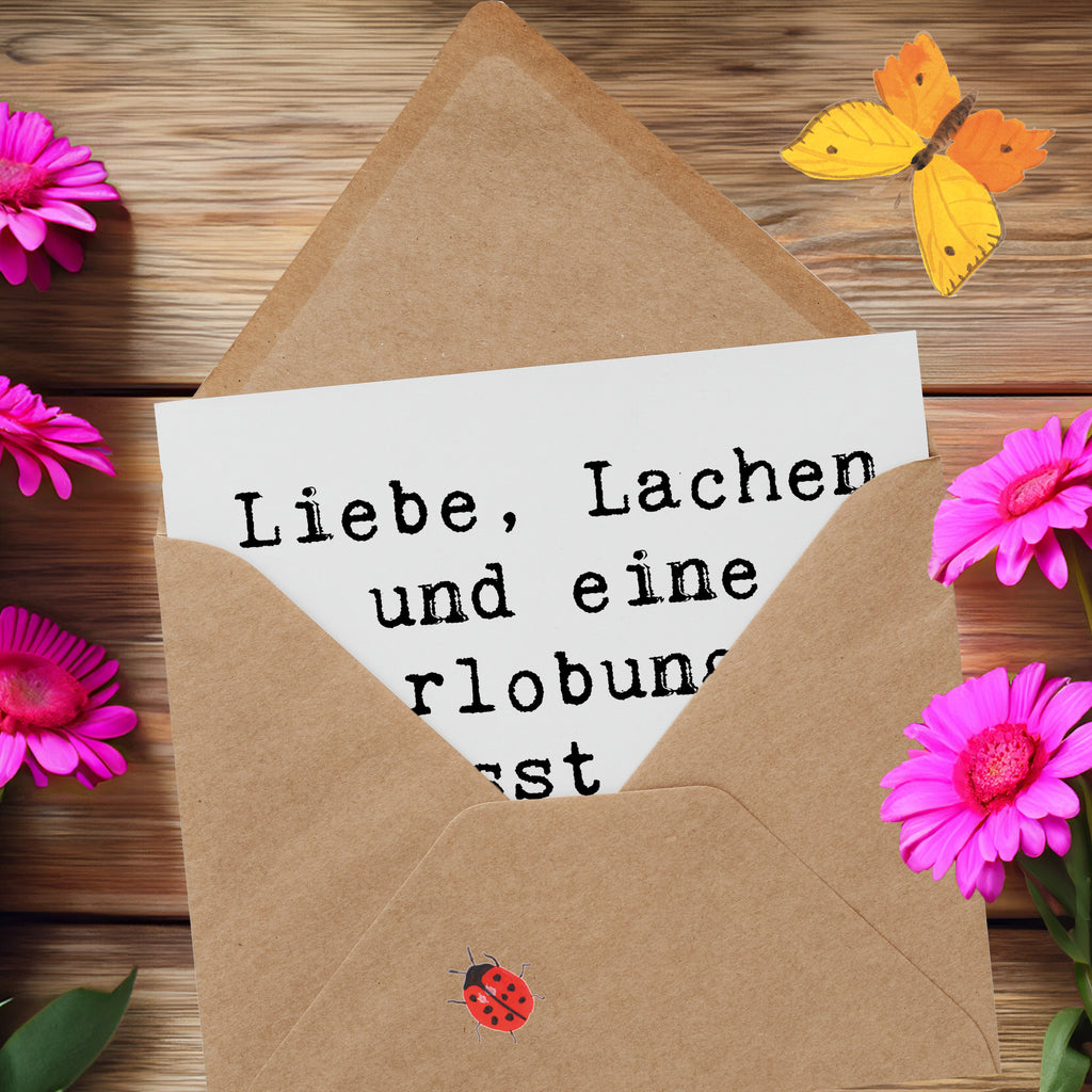 Deluxe Karte Liebe, Lachen und eine Verlobung - lasst das Abenteuer beginnen! Karte, Grußkarte, Klappkarte, Einladungskarte, Glückwunschkarte, Hochzeitskarte, Geburtstagskarte, Hochwertige Grußkarte, Hochwertige Klappkarte, Hochzeit, Hochzeitsgeschenk, Ehe, Hochzeitsfeier, Trauung, Trauungsgeschenk, Verlobungsfeier, Verlobungsgeschenk, Hochzeitsgeschenkideen, Hochzeitsgeschenke für Brautpaar