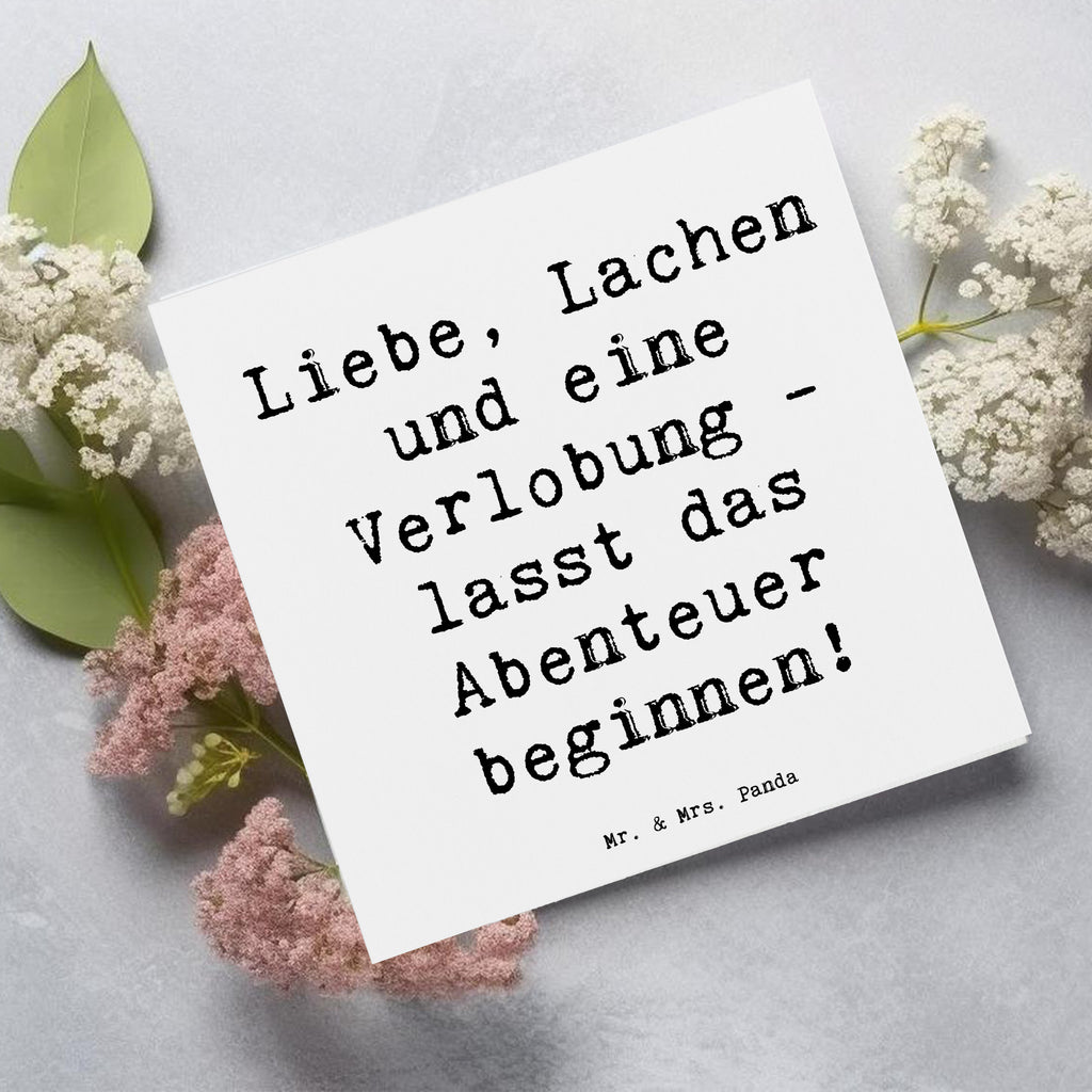 Deluxe Karte Liebe, Lachen und eine Verlobung - lasst das Abenteuer beginnen! Karte, Grußkarte, Klappkarte, Einladungskarte, Glückwunschkarte, Hochzeitskarte, Geburtstagskarte, Hochwertige Grußkarte, Hochwertige Klappkarte, Hochzeit, Hochzeitsgeschenk, Ehe, Hochzeitsfeier, Trauung, Trauungsgeschenk, Verlobungsfeier, Verlobungsgeschenk, Hochzeitsgeschenkideen, Hochzeitsgeschenke für Brautpaar