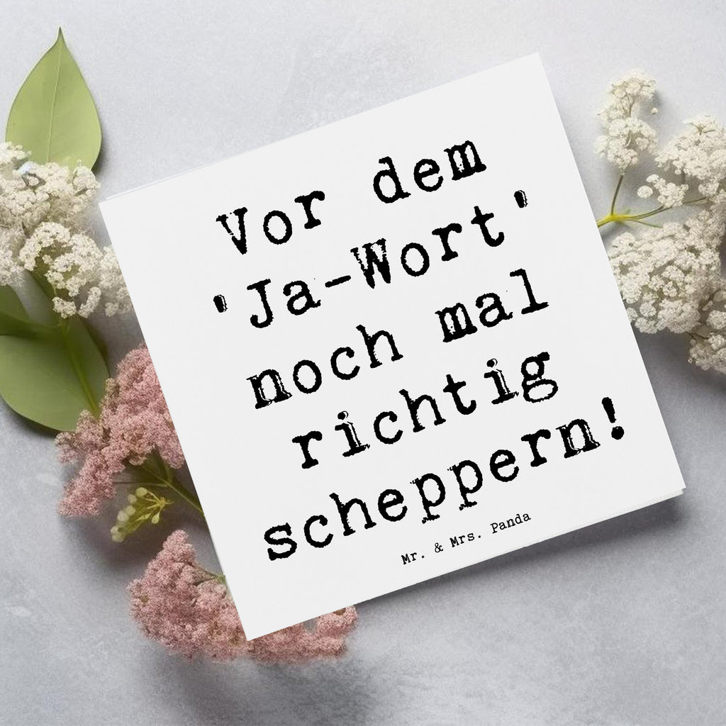 Deluxe Karte Vor dem 'Ja-Wort' noch mal richtig scheppern! Karte, Grußkarte, Klappkarte, Einladungskarte, Glückwunschkarte, Hochzeitskarte, Geburtstagskarte, Hochwertige Grußkarte, Hochwertige Klappkarte, Hochzeit, Hochzeitsgeschenk, Ehe, Hochzeitsfeier, Trauung, Trauungsgeschenk, Verlobungsfeier, Verlobungsgeschenk, Hochzeitsgeschenkideen, Hochzeitsgeschenke für Brautpaar