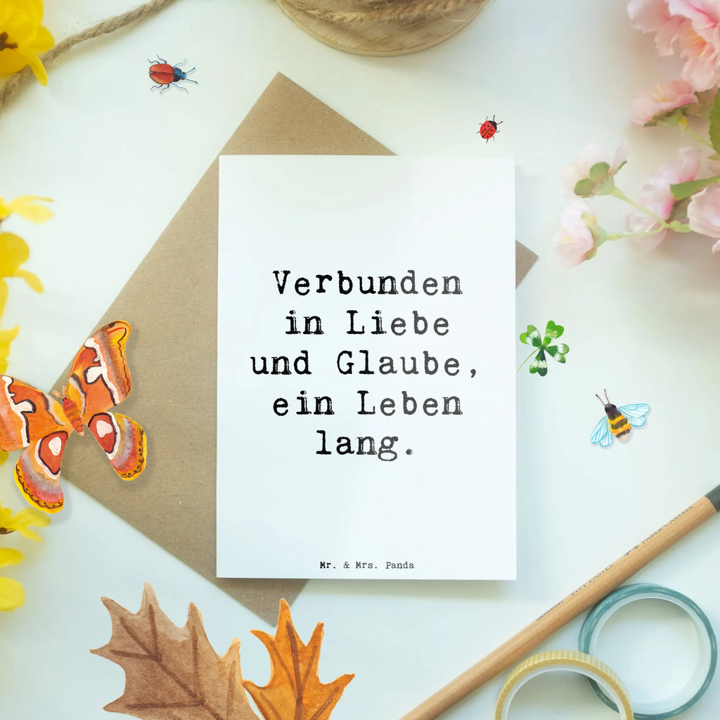 Grußkarte Verbunden in Liebe und Glaube, ein Leben lang. Grußkarte, Klappkarte, Einladungskarte, Glückwunschkarte, Hochzeitskarte, Geburtstagskarte, Karte, Ansichtskarten, Hochzeit, Hochzeitsgeschenk, Ehe, Hochzeitsfeier, Trauung, Trauungsgeschenk, Verlobungsfeier, Verlobungsgeschenk, Hochzeitsgeschenkideen, Hochzeitsgeschenke für Brautpaar